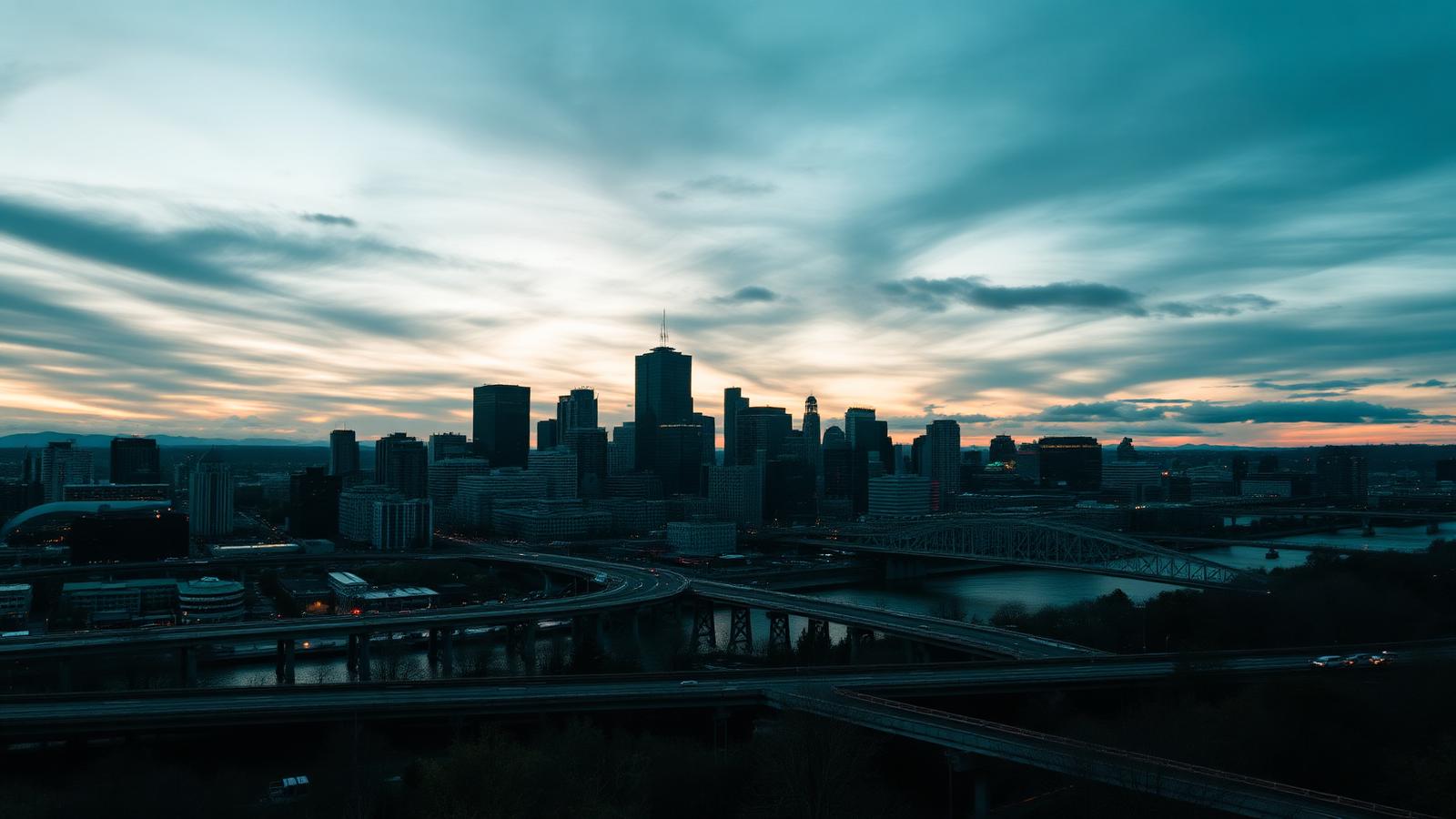 Portland skyline at dusk